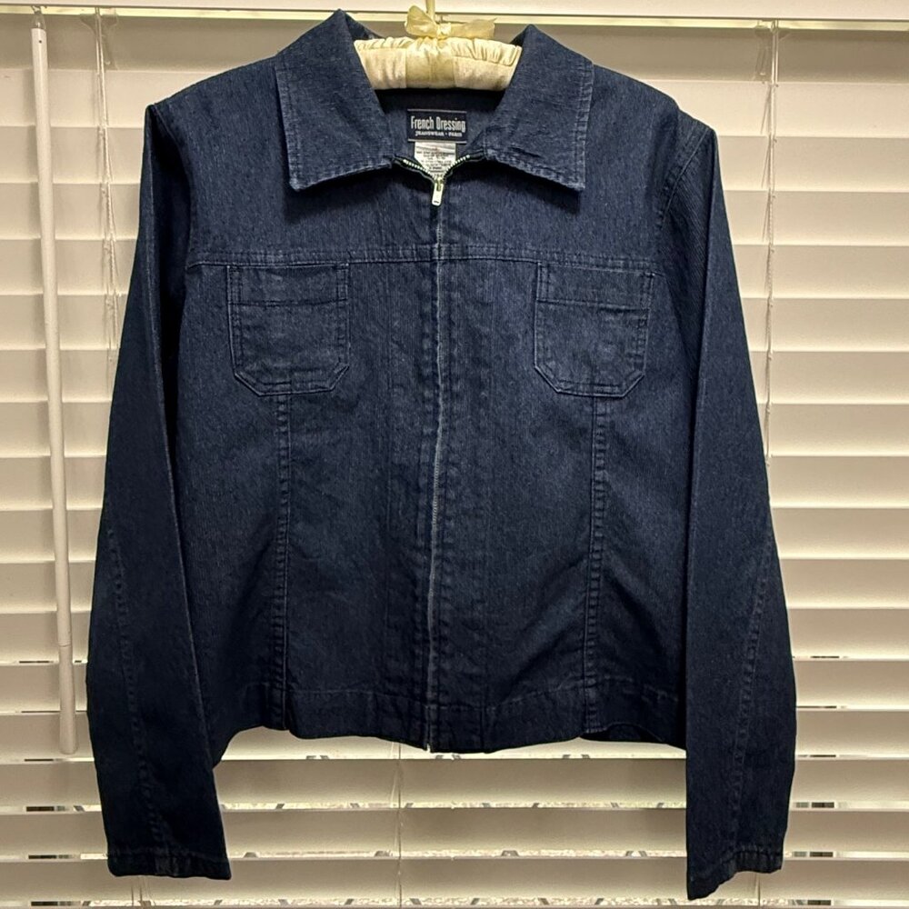 French Dressing Women's long sleeve zip front jean jacket; Size 6